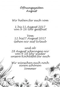 öffnugszeiten august bild - Pastaria Graz